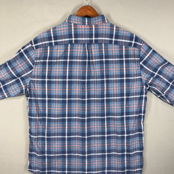J Crew Shirt Men's XL Blue Orange Plaid Button Down Long Sleeve Pocket Cotton - Picture 9 of 12